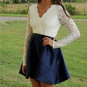 Navy and white dress